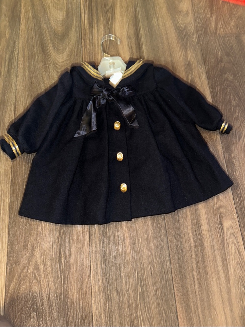 Classic navy blue vintage sailor Dress Coat dress with Gold Trim